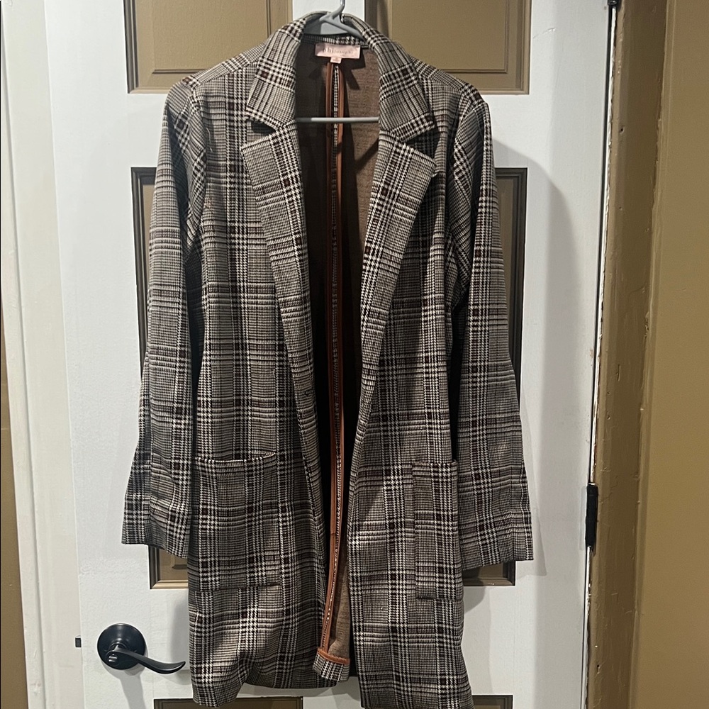 Philosophy Plaid Blazer in Brown and Black